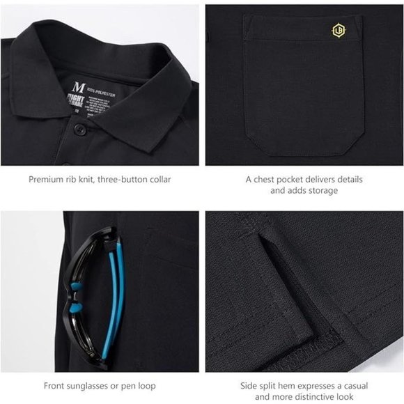 LIGHTBARE Performance Polo Shirt Quick Dry Hiking MEDIUM Fishing Golf UPF 50 NWT - Picture 5 of 7